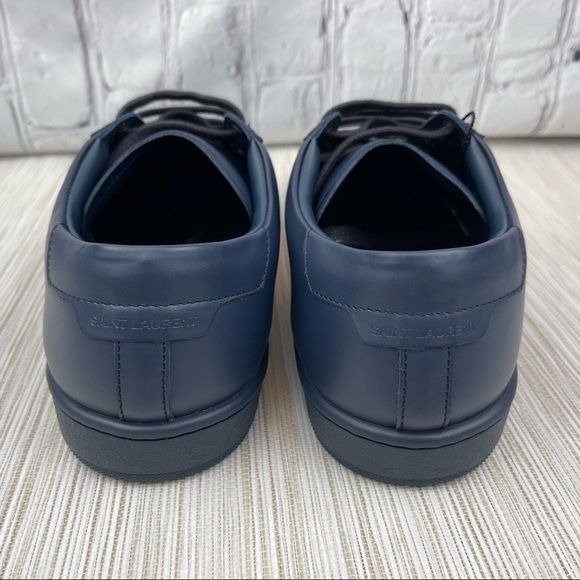 NEW Saint Laurent SL01 Classic Court Low-Top Sneakers in Navy Leather Size 39 - Picture 11 of 14